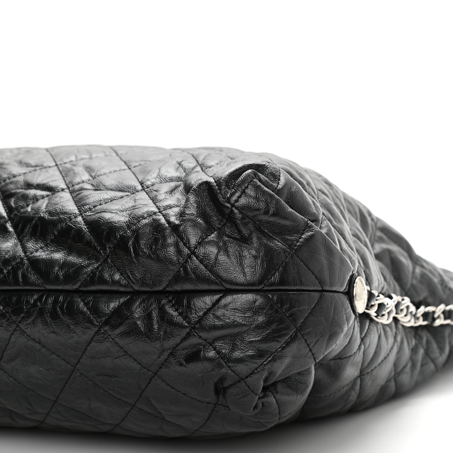Chanel Metallic Crackled Calfskin Quilted Large Big Bang Hobo Black 9 of 9