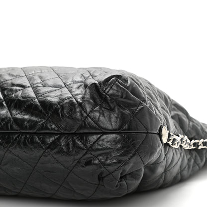 Chanel Metallic Crackled Calfskin Quilted Large Big Bang Hobo Black 9 of 9