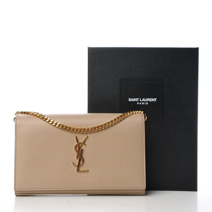 Saint Laurent Grain De Poudre Monogram Chain Wallet Dark Beige 10 of 10