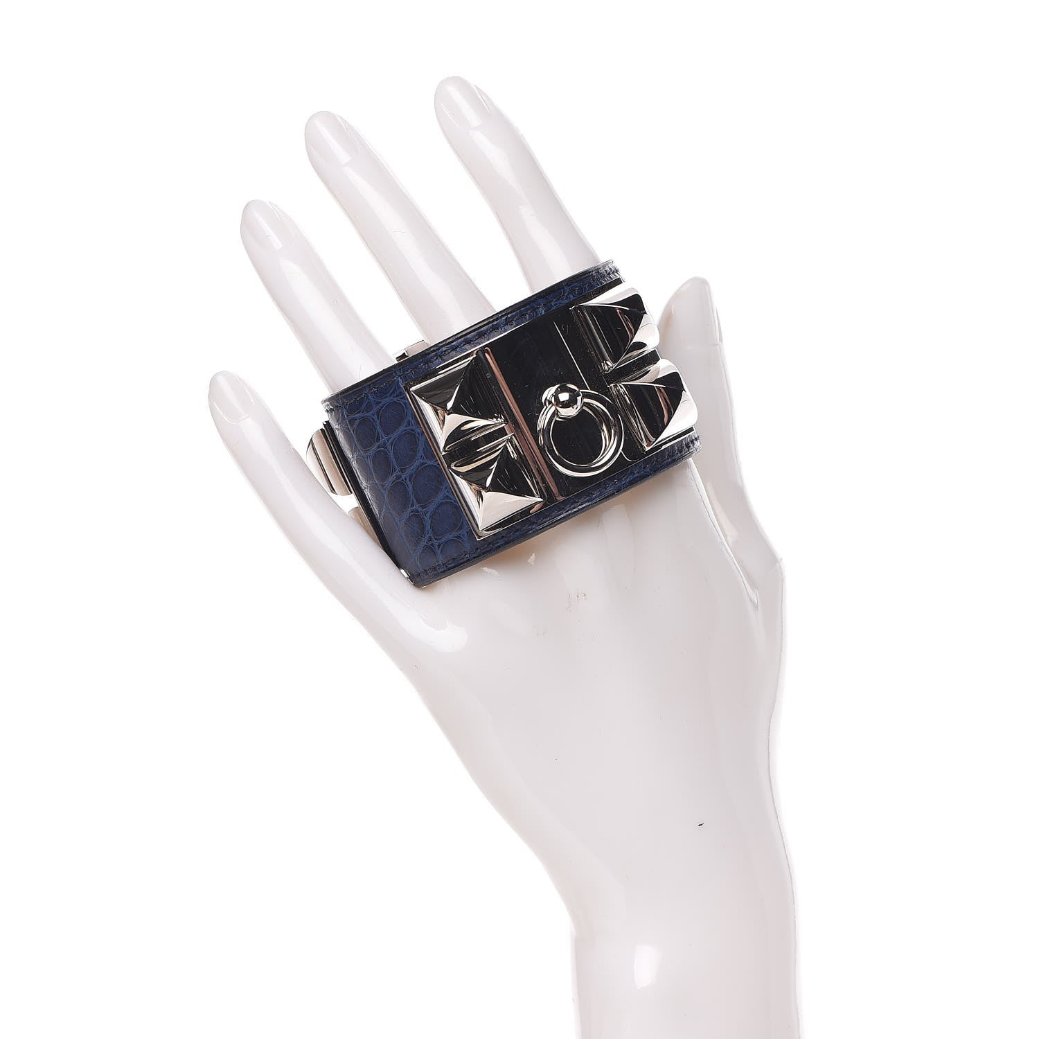Hermes Matte Alligator Collier De Chien CDC Bracelet S Bleu De Malte 2 of 6