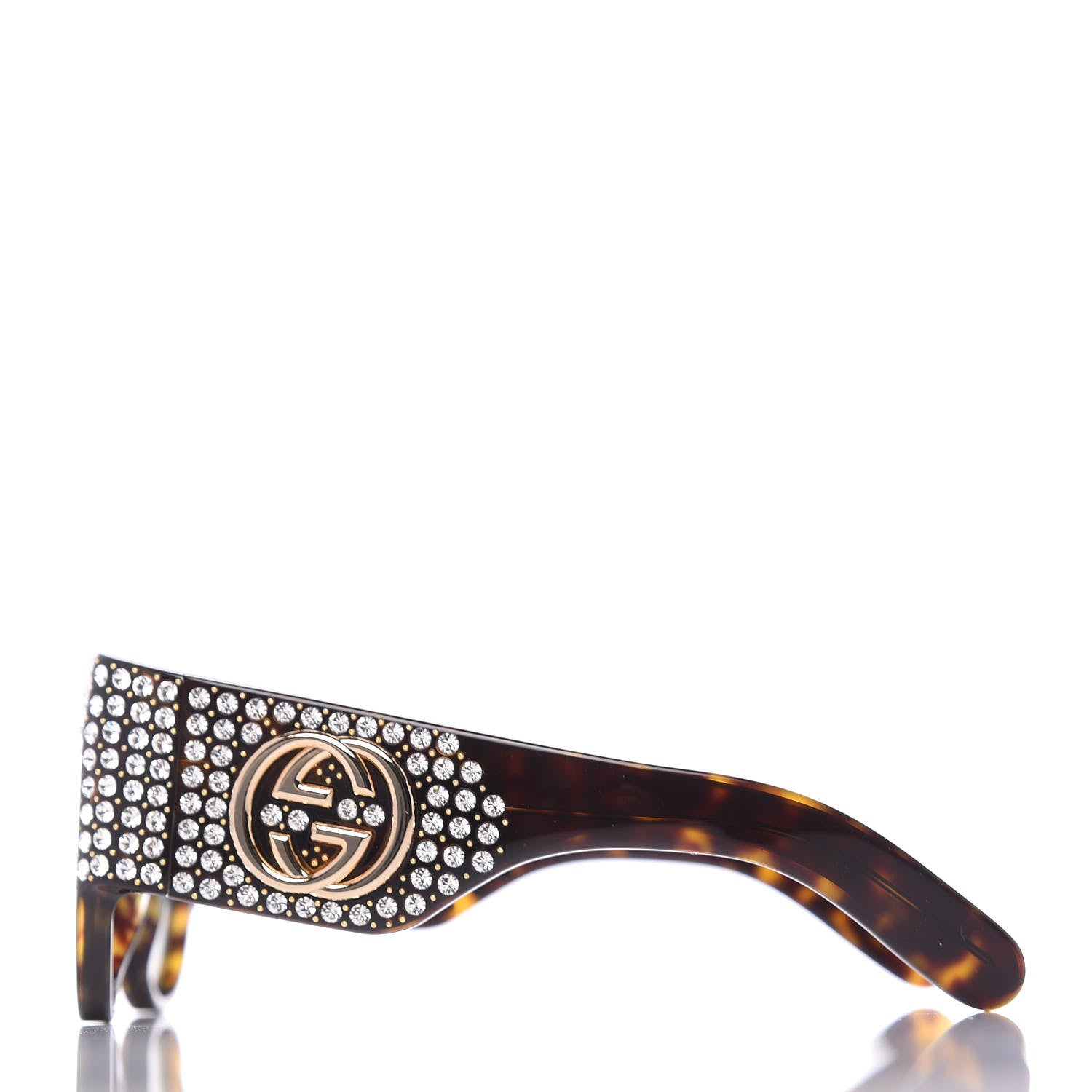 Gucci Acetate Crystal Oversize Hollywood Forever Sunglasses GG0144S Tortoiseshell 3 of 10