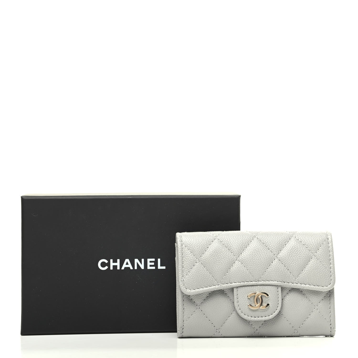 Chanel Caviar Quilted Flap Card Holder Wallet Grey 11 of 11