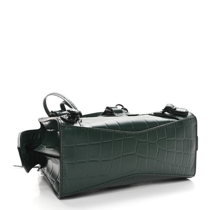 Balenciaga Semi Shiny Calfskin Crocodile Embossed Neo Classic Black Hardware Nano City Crossbody Forest Green 4 of 10