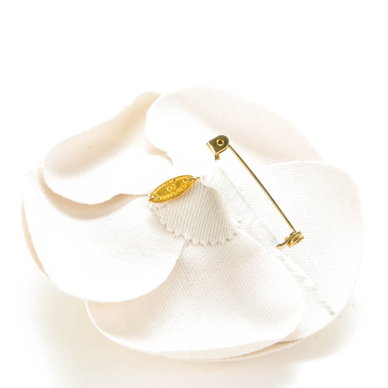 Chanel Canvas Camellia Pin Brooch Ivory 3 of 5