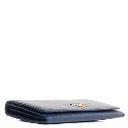 Prada Saffiano Metal Continental Flap Wallet Cobalto 4 of 9