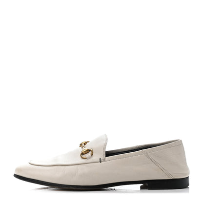 Gucci Lambskin Womens Brixton Horsebit Loafers 37 Mystic White 1 of 5