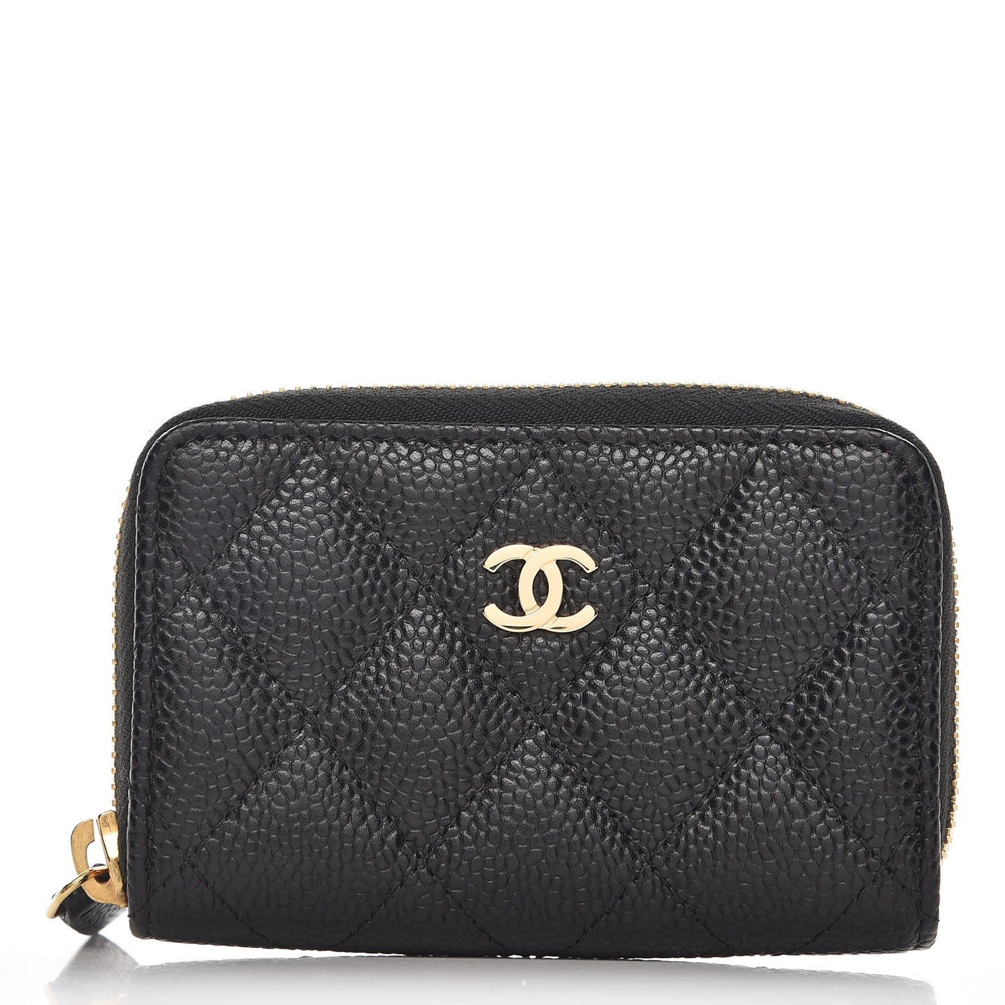 Caviar Quilted Zip Coin Purse Black