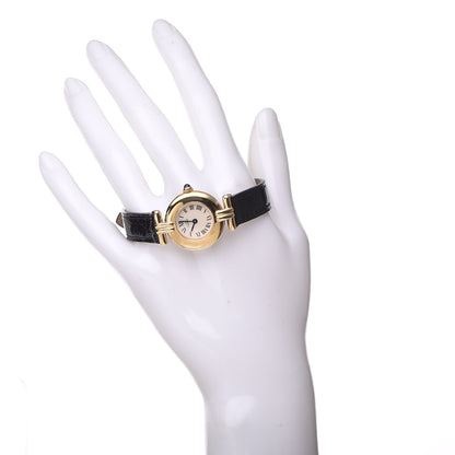 Cartier Sterling Silver Vermeil Alligator 23mm Must De Cartier Round Quartz Watch 2 of 9