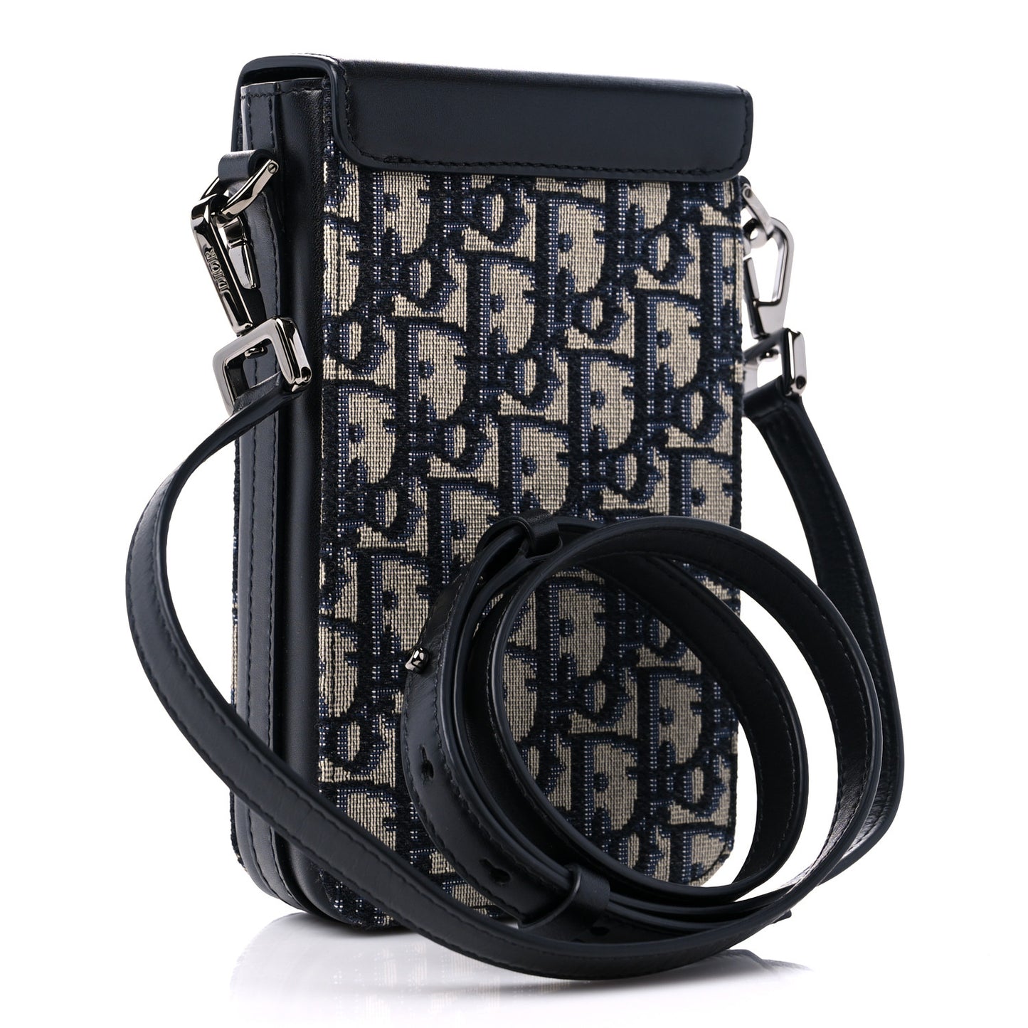 Oblique Calfskin Vertical Pouch Black