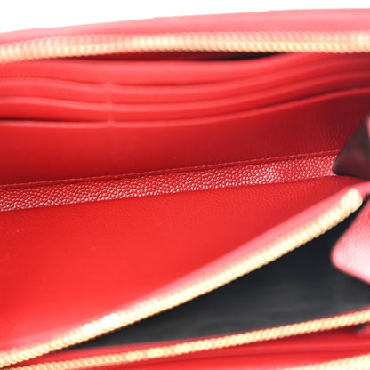 Saint Laurent Grain De Poudre Matelasse Chevron Monogram Zip Around Wallet Red 5 of 13