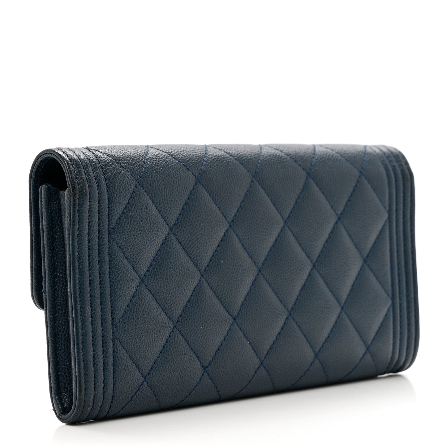 Caviar Quilted Boy Flap Wallet Blue