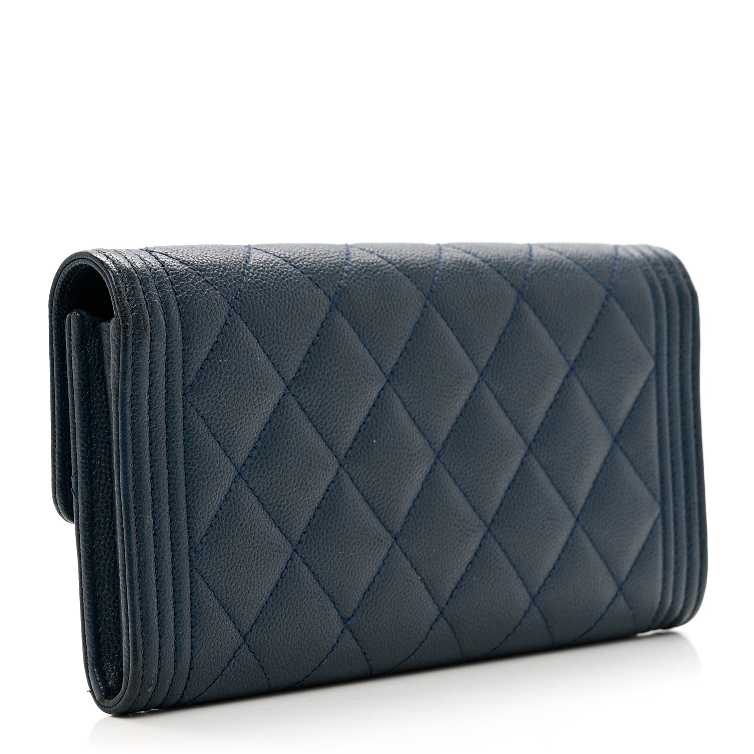 Chanel Caviar Quilted Boy Flap Wallet Blue 2 of 10