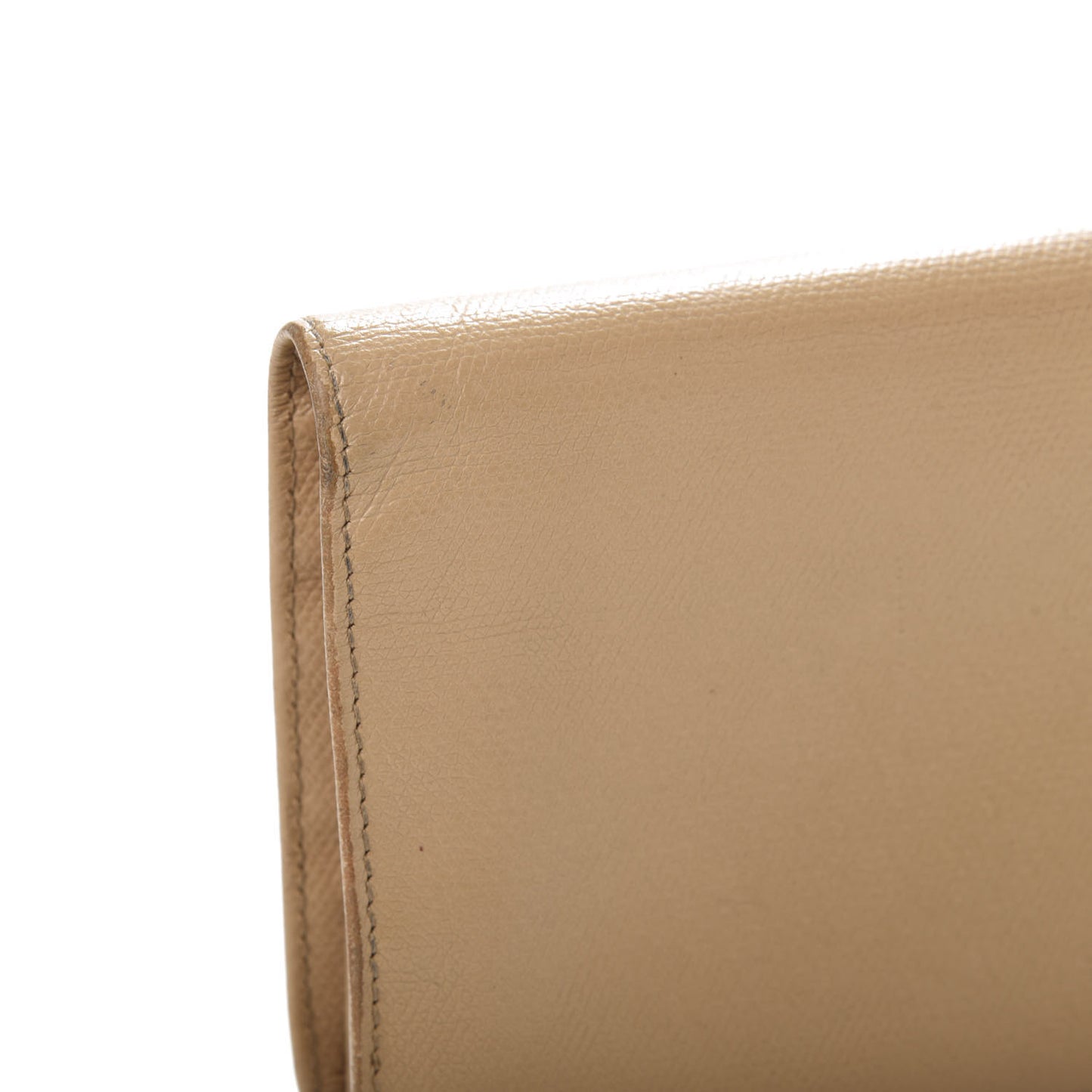 Grained Calfskin CC Button Yen Wallet Beige