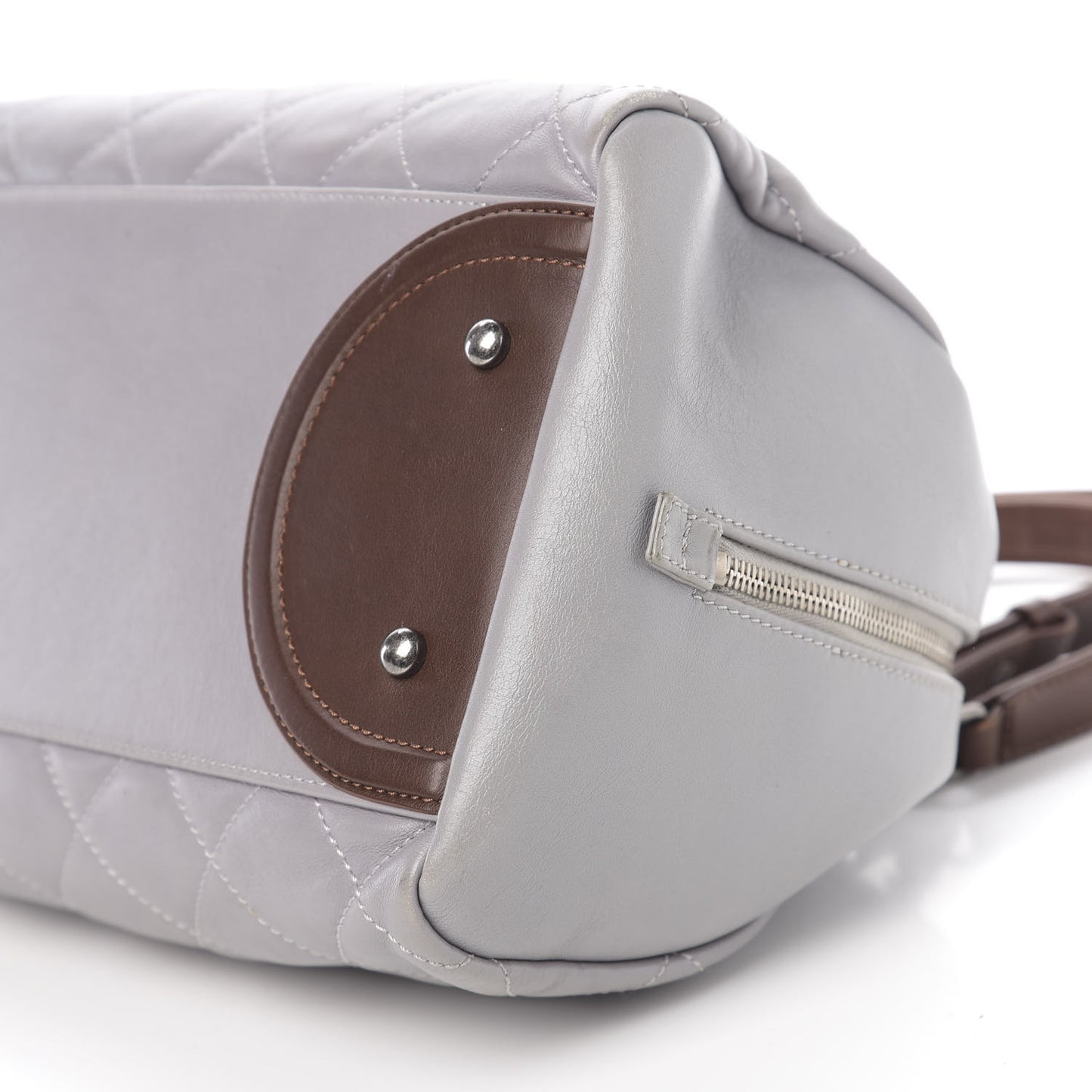 Calfskin Quilted Country Chic Bowler Grey