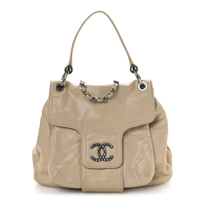 Chanel Glazed Caviar Coco Rider Flap Hobo Beige 1 of 10