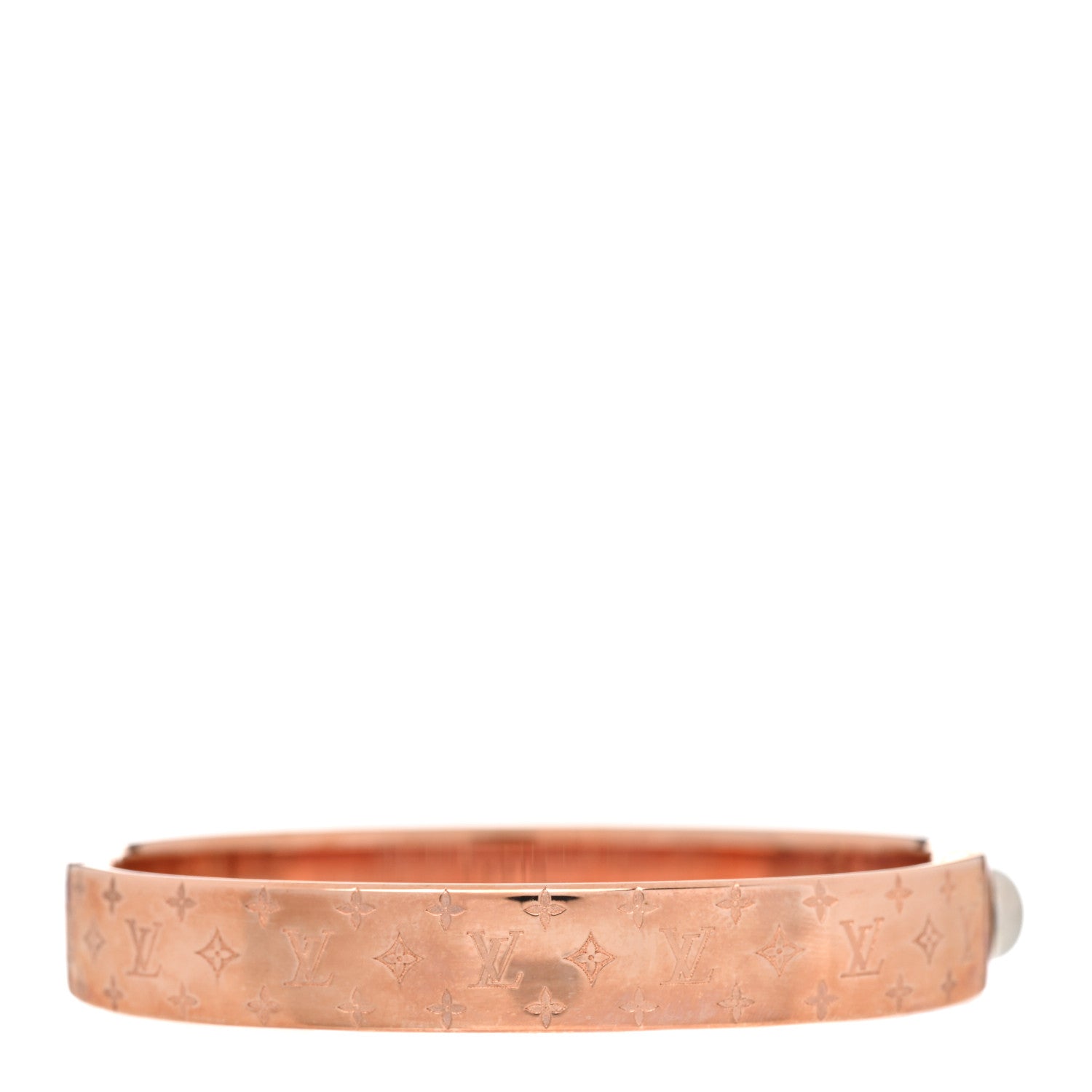 Louis Vuitton Brass Monogram Nanogram Cuff S Pink Gold 3 of 6