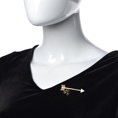 Chanel Enamel Heart CC Arrow Brooch Black Gold 2 of 4