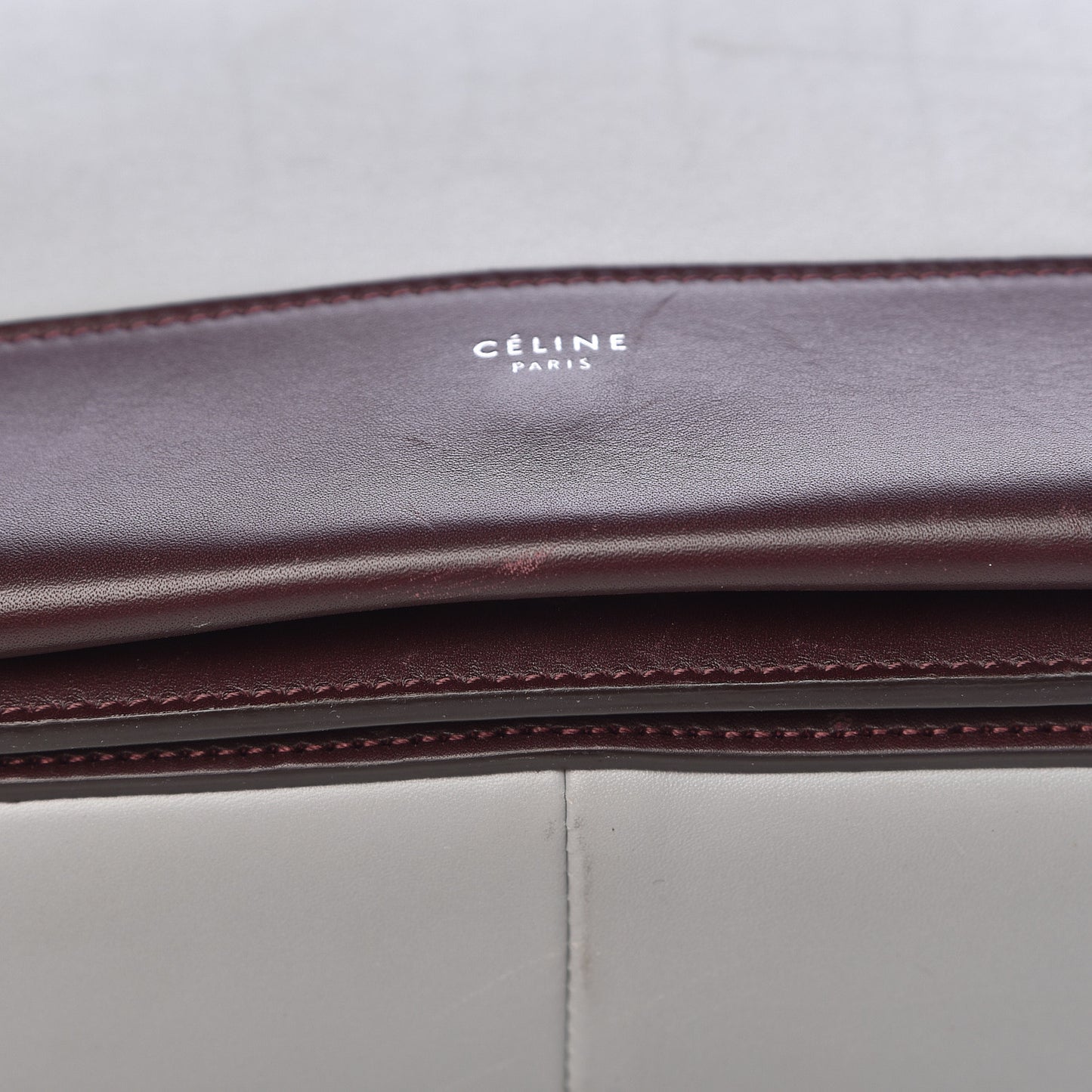 Shiny Smooth Calfskin Medium Frame Shoulder Bag Burgundy Pearl Blue