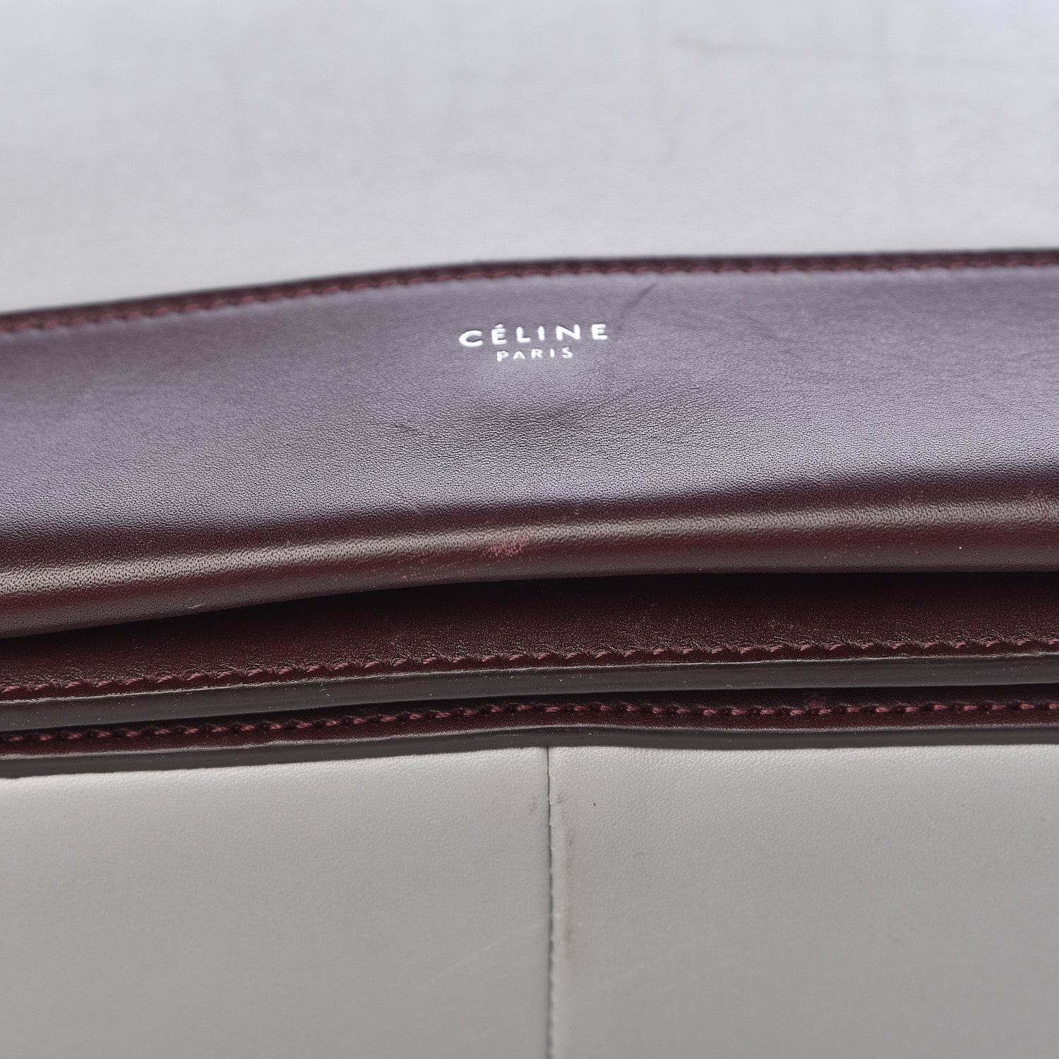Celine Shiny Smooth Calfskin Medium Frame Shoulder Bag Burgundy Pearl Blue 9 of 14