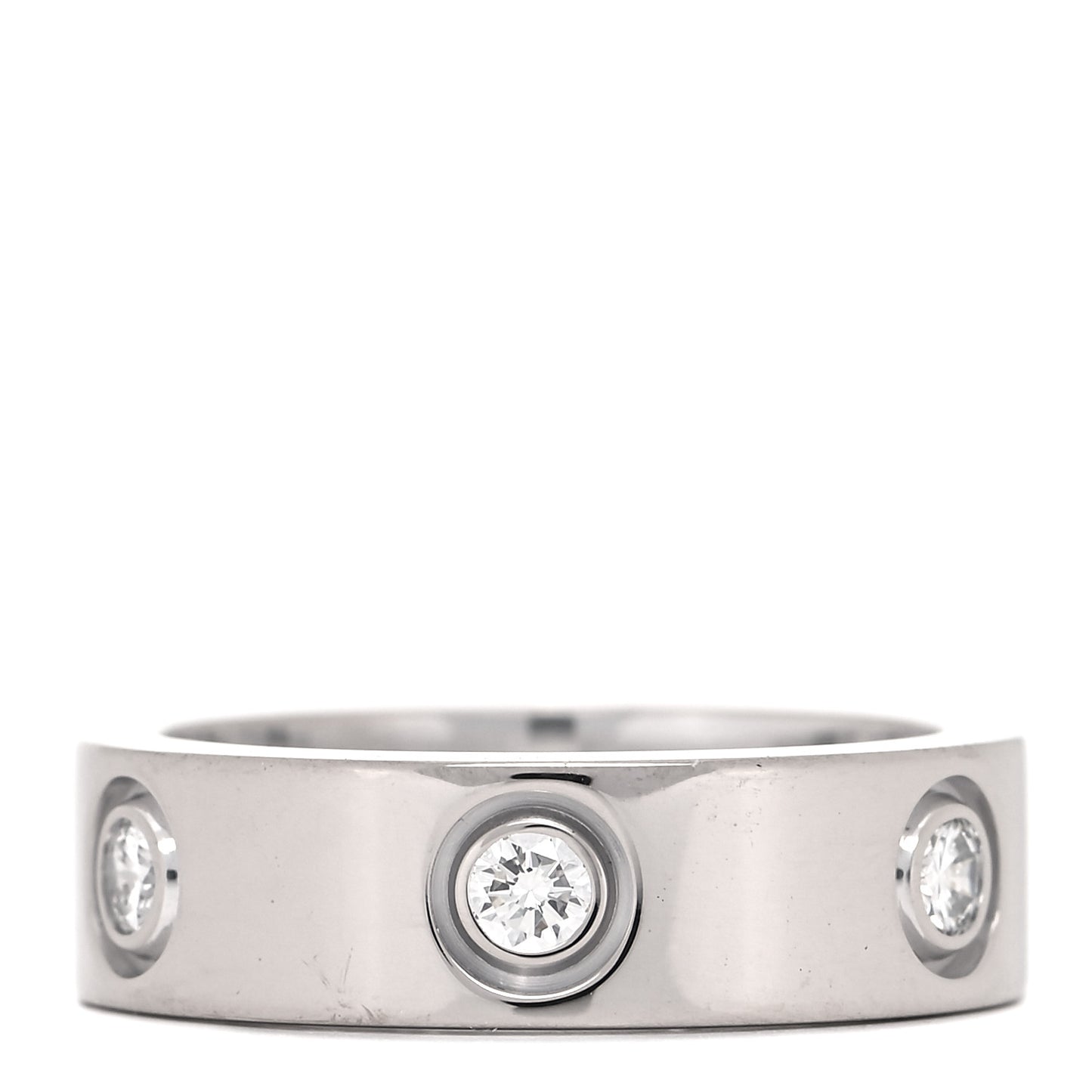 18K White Gold 6 Diamond 5.5mm LOVE Ring 50 5.25