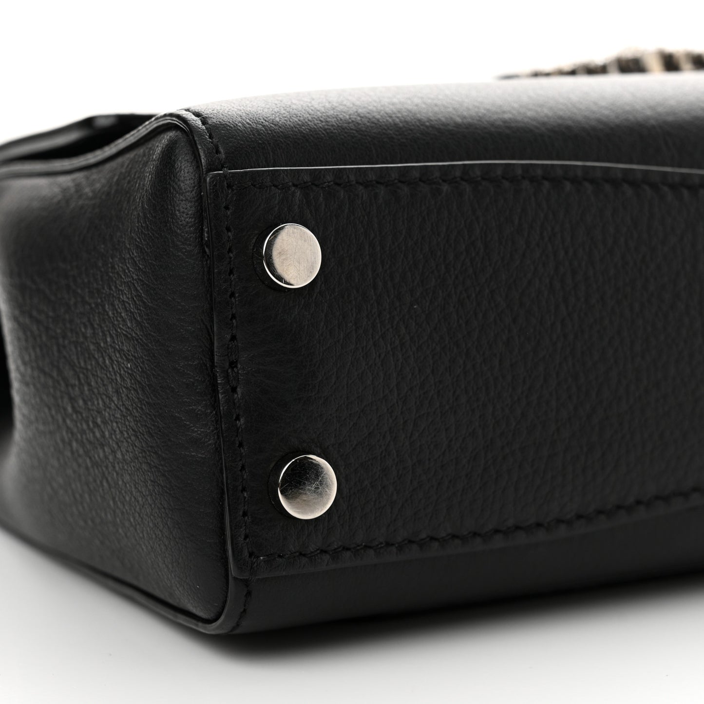 Calfskin Crystal Medium Cheri Top Handle Bag Black