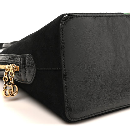 Gucci Suede Patent GG Web Medium Ophidia Top Handle Dome Bag Black 9 of 10