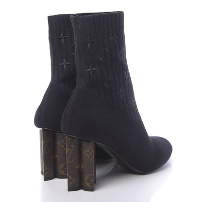 Louis Vuitton Monogram Stretch Fabric Silhouette Ankle Boots 39 Black 4 of 7