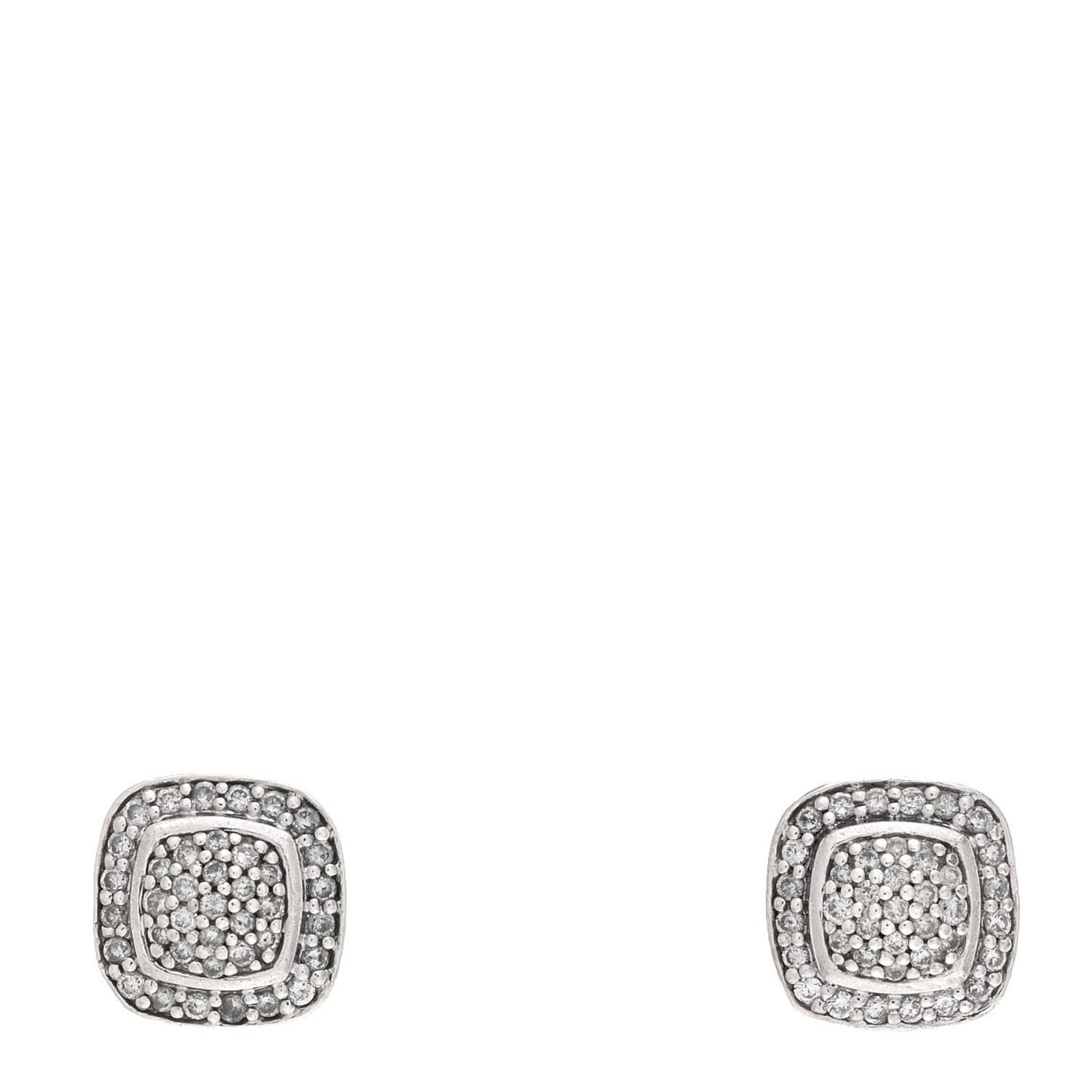 David Yurman Sterling Silver Diamond 5mm Pave Albion Earrings 1 of 4