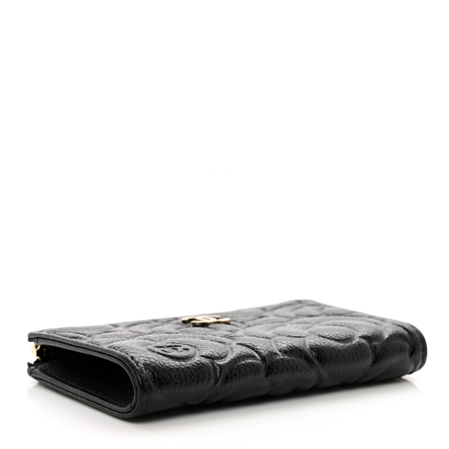 Caviar Camellia Embossed Key Holder Case Black