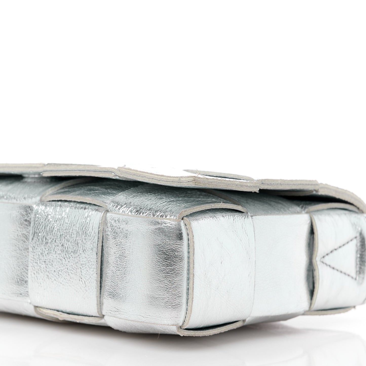 Metallic Lambskin Maxi Intrecciato Cassette Crossbody Bag Silver
