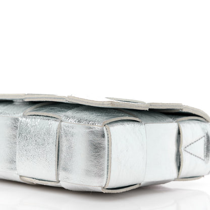 Bottega Veneta Metallic Lambskin Maxi Intrecciato Cassette Crossbody Bag Silver 10 of 10