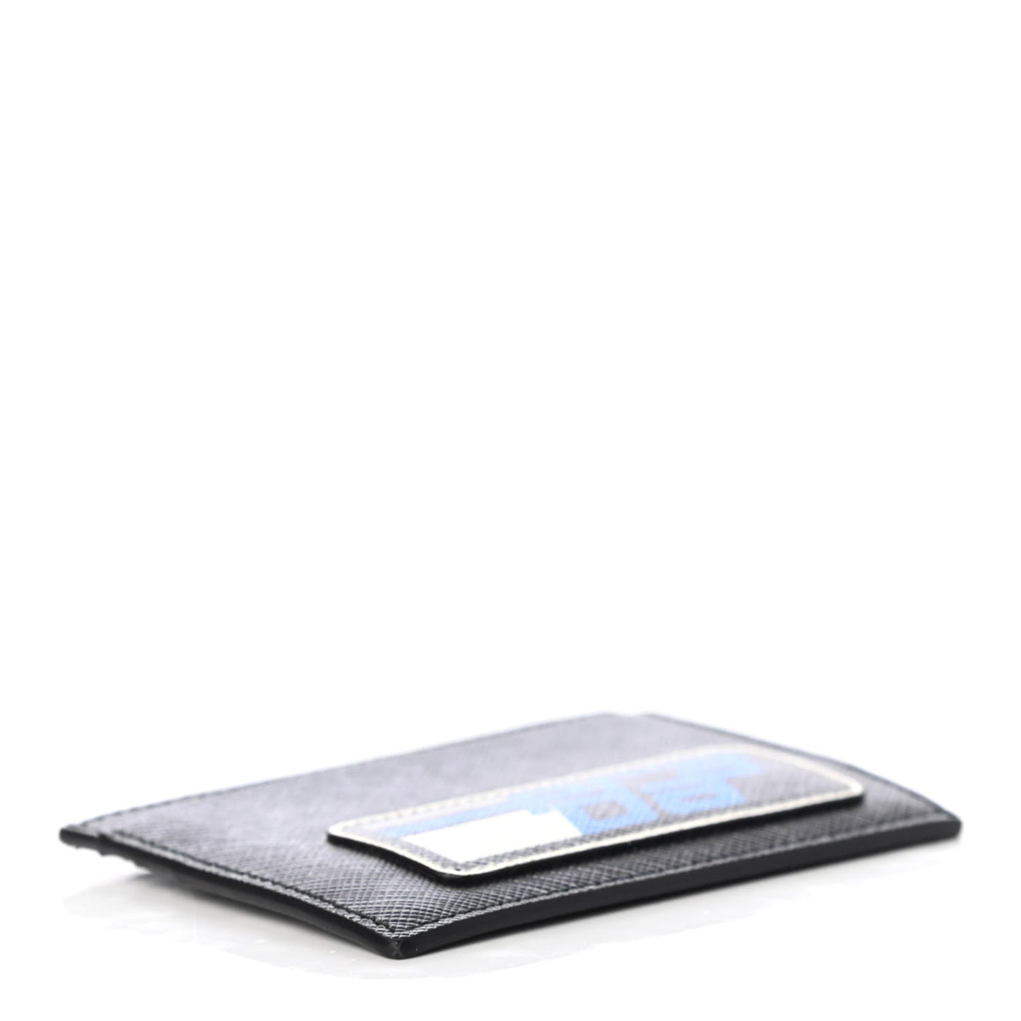 Saffiano Racing Logo Patch Card Holder Black Azzurro
