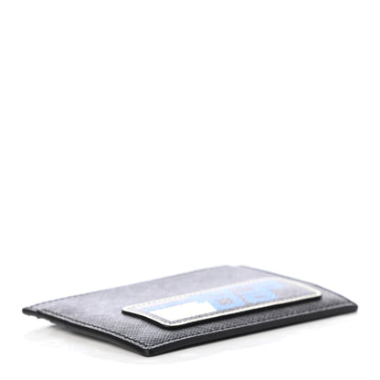 Prada Saffiano Racing Logo Patch Card Holder Black Azzurro 5 of 9