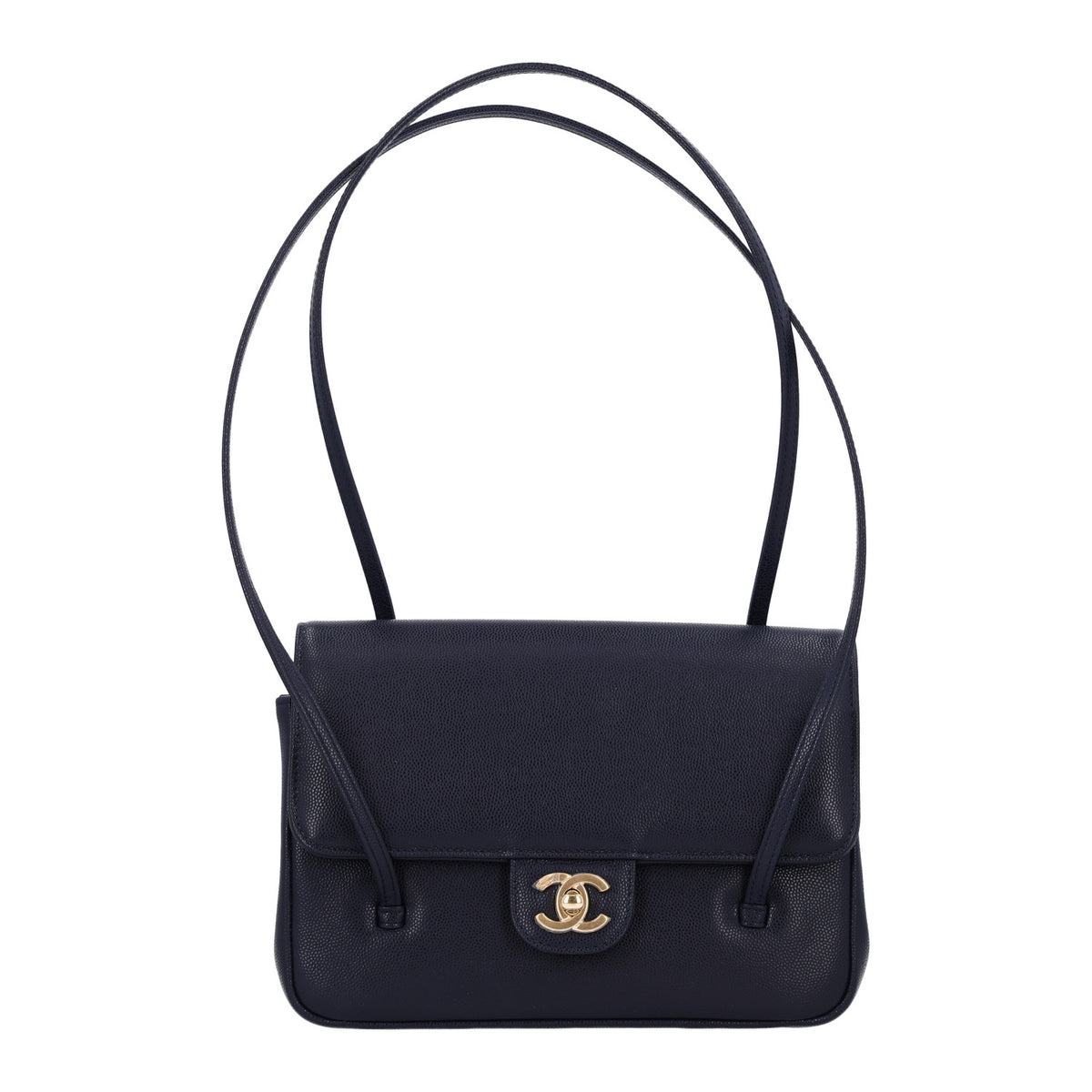 Shiny Caviar Preppy Coco Small Flap Navy