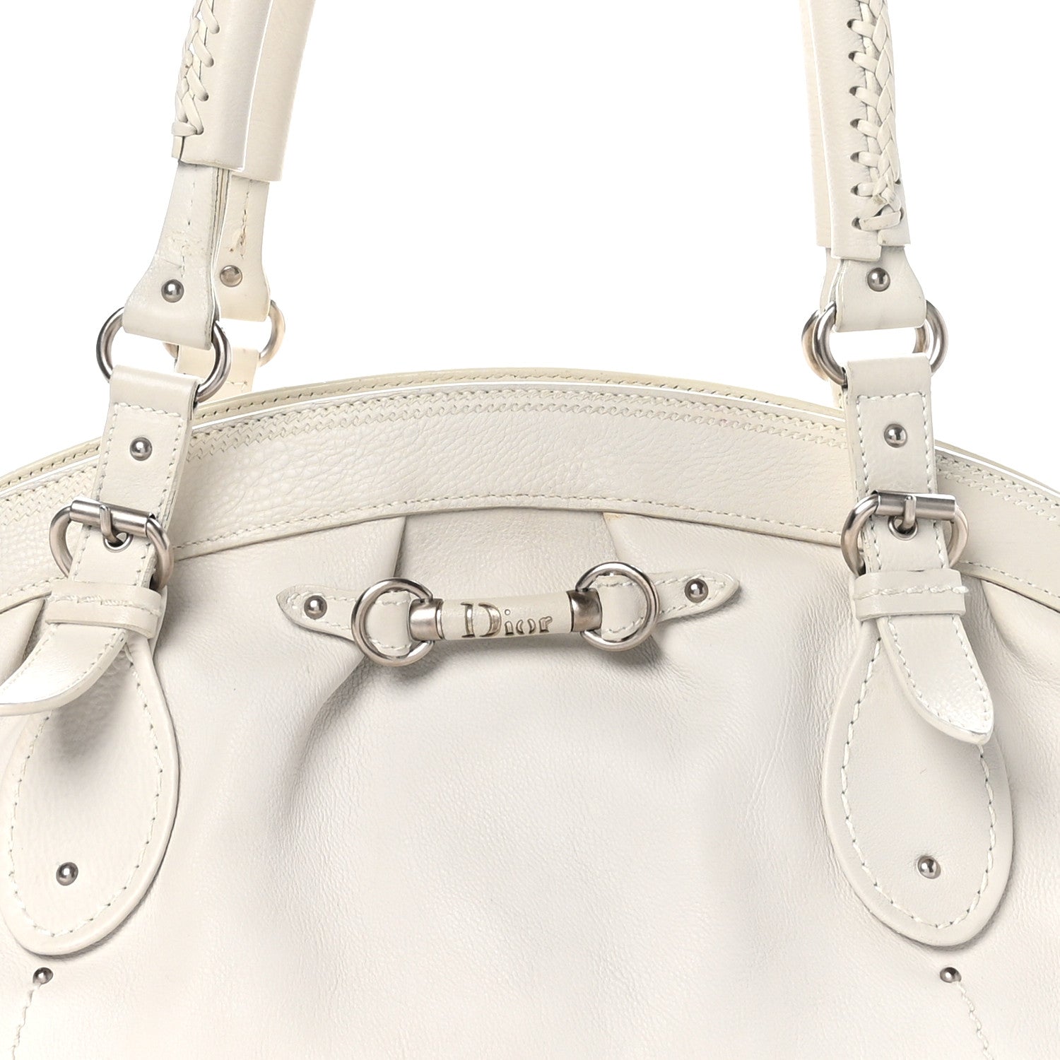 Christian Dior Calfskin My Dior Frame Pocket Satchel White 8 of 12