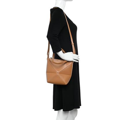 Loewe Shiny Calfskin Mini Puzzle Fold Tote Warm Desert 2 of 9