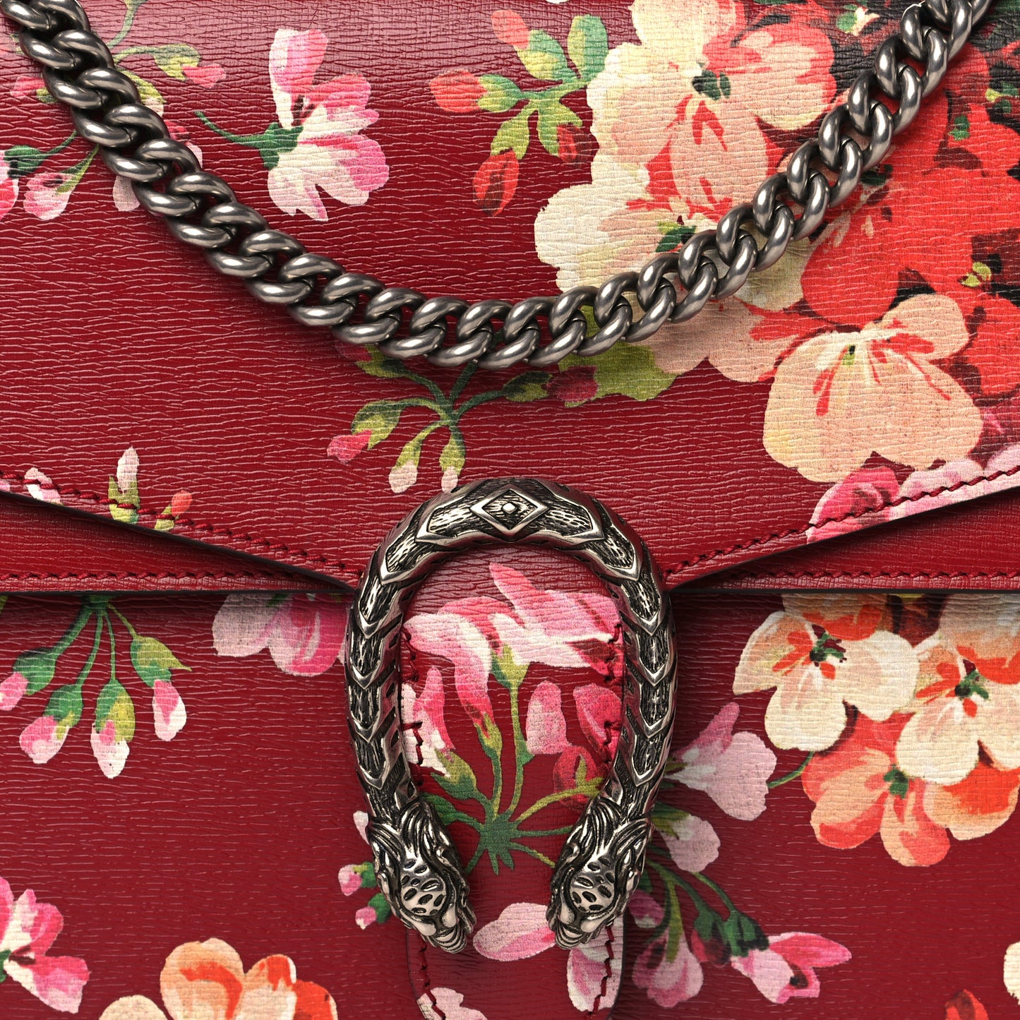 Calfskin Blooms Print Medium Dionysus Shoulder Bag Romantic Cherry Multicolor