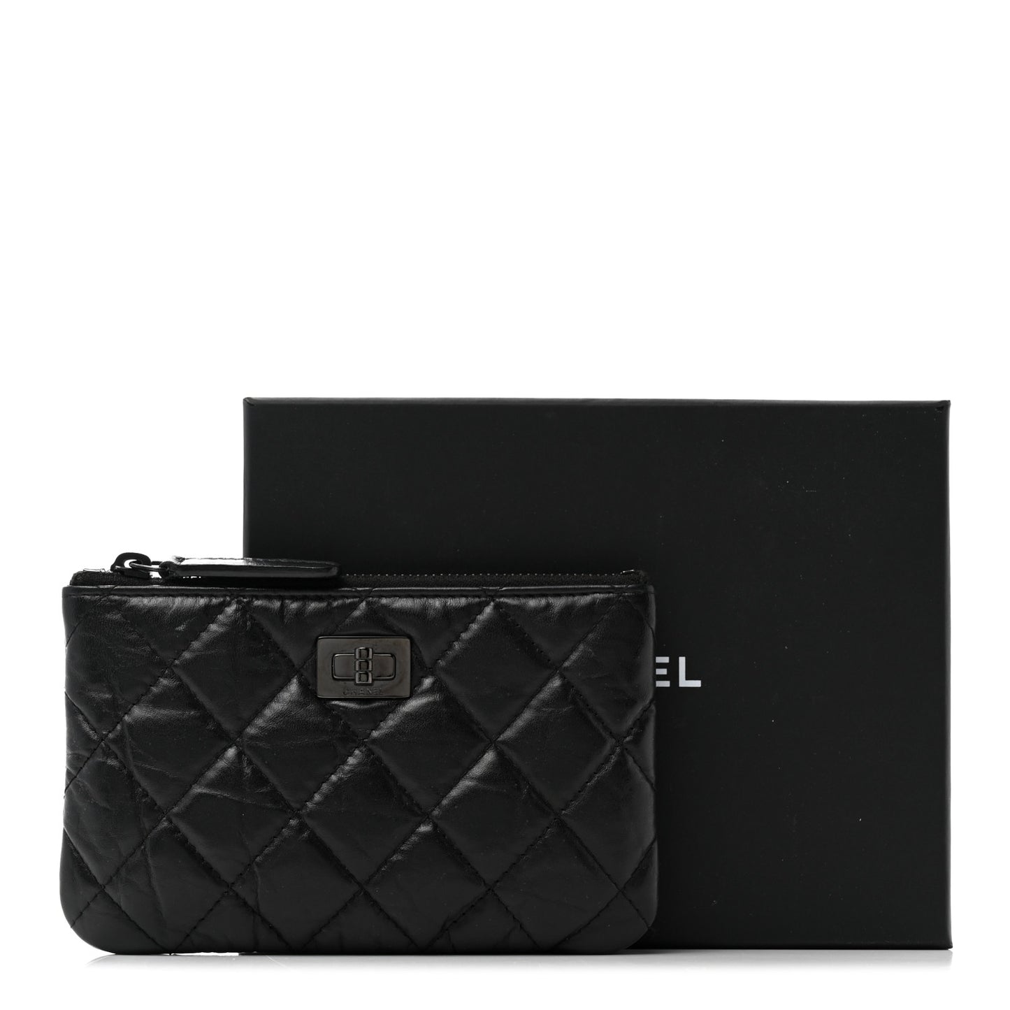 Aged Calfskin Quilted Small Reissue Cosmetic Case So Black