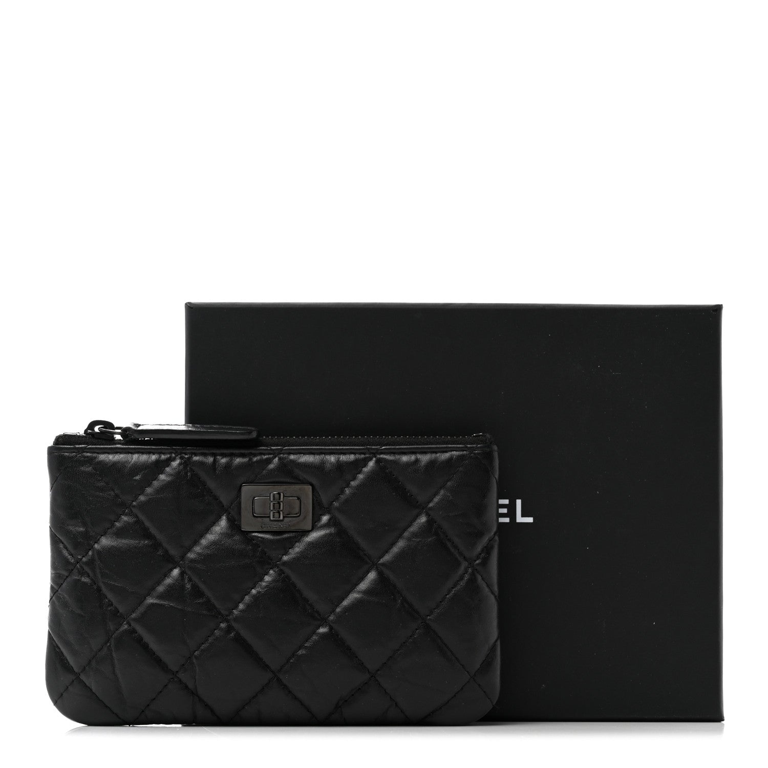 Chanel Aged Calfskin Quilted Small Reissue Cosmetic Case So Black 8 of 8