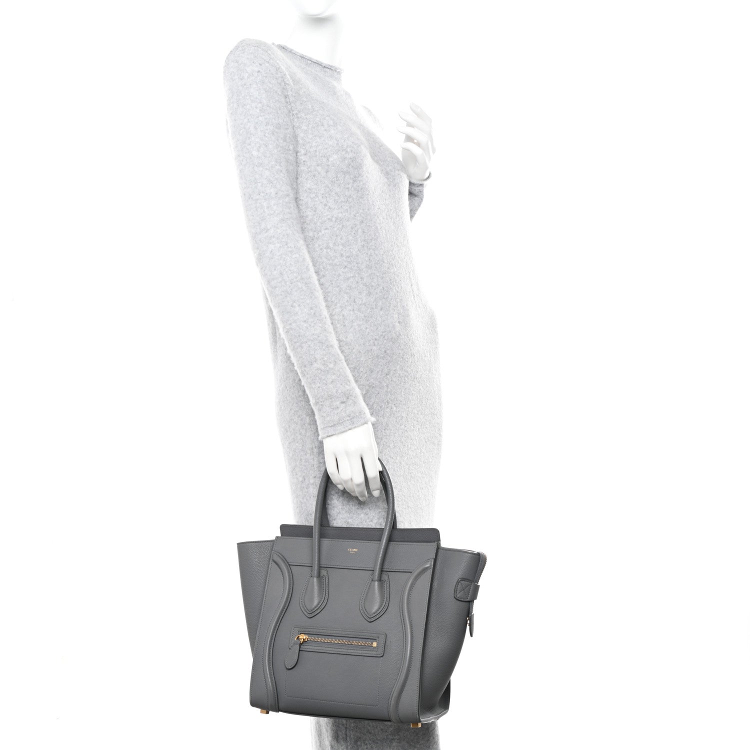Celine Baby Drummed Calfskin Micro Luggage Kohl 2 of 12