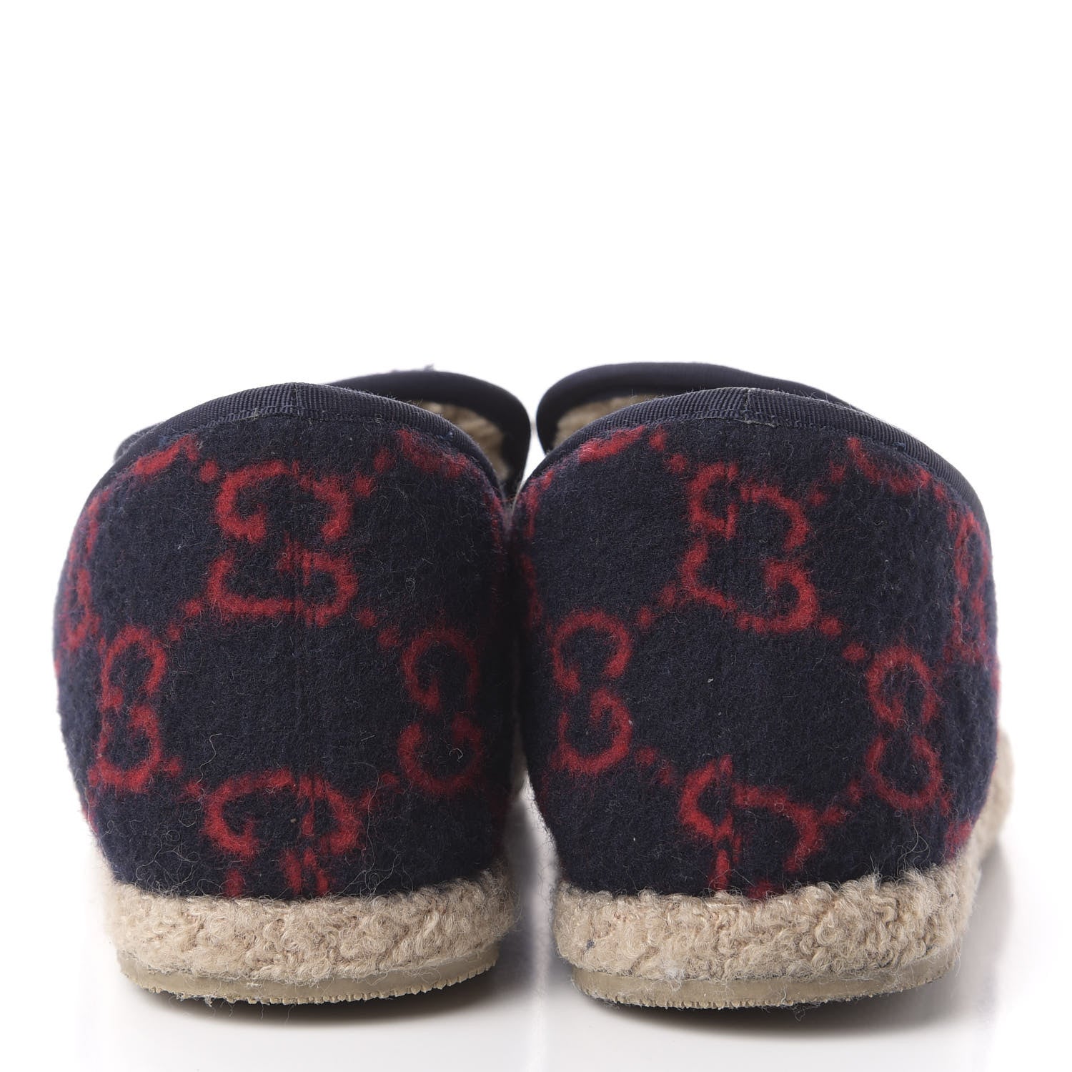 Gucci Covered Wool GG Monogram Womens Fria Horsebit Loafers 38 Blue Red Butterscotch 7 of 9