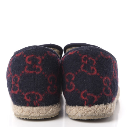 Gucci Covered Wool GG Monogram Womens Fria Horsebit Loafers 38 Blue Red Butterscotch 7 of 9