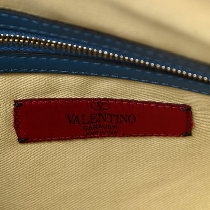 Valentino Garavani Vitello Large Rockstud Zip Wristlet Pouch Blu Delft 9 of 9