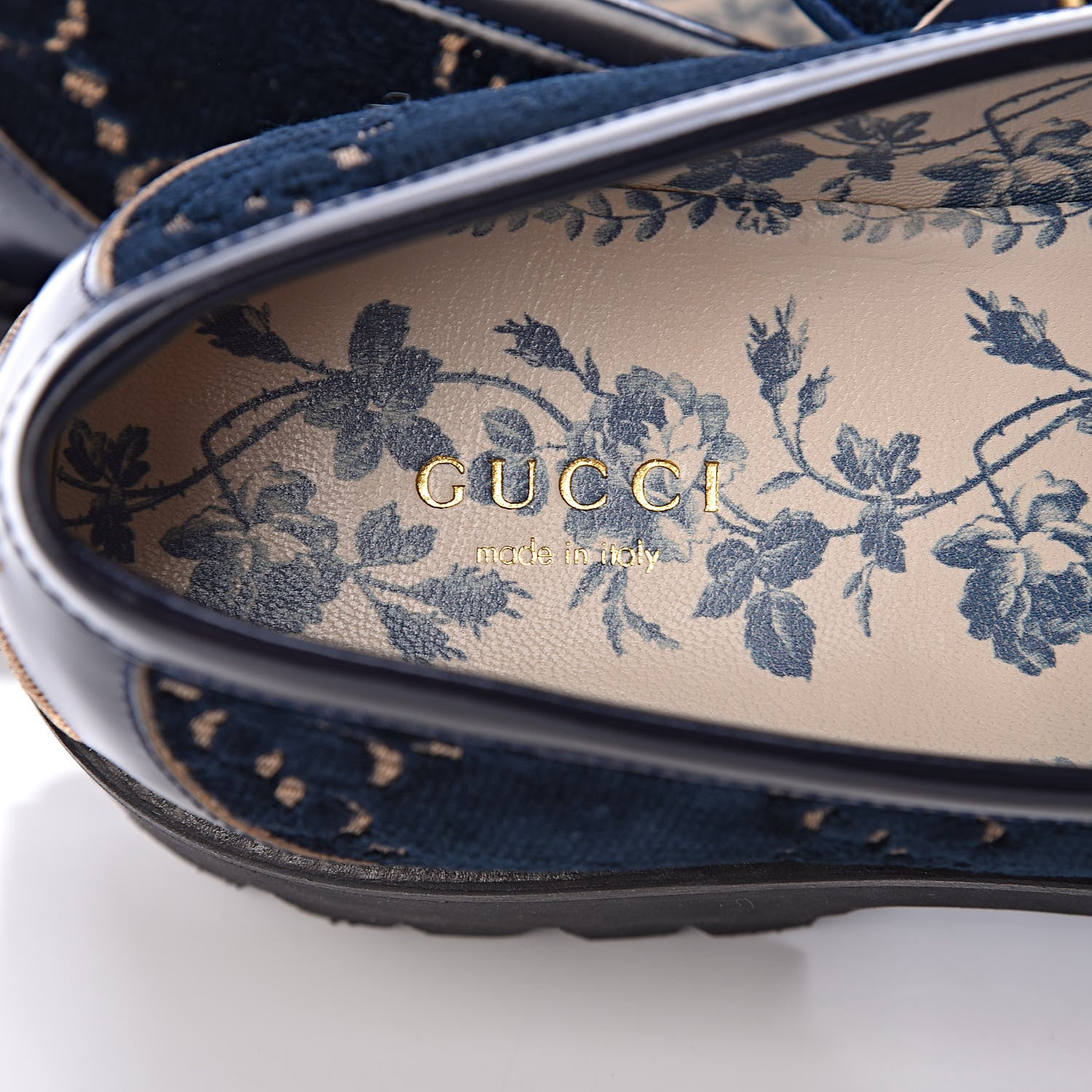 Gucci Velvet Cordovan Lux Granada Kid GG Monogram Womens Harald Horsebit 25mm Platform Loafers 39 Blue Beige 6 of 8