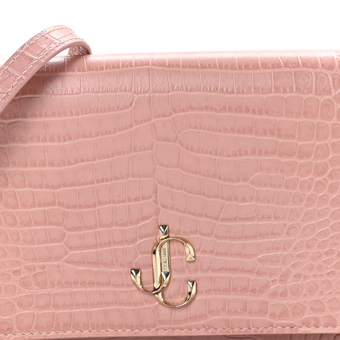 Calfskin Crocodile Embossed Palace Crossbody Blush