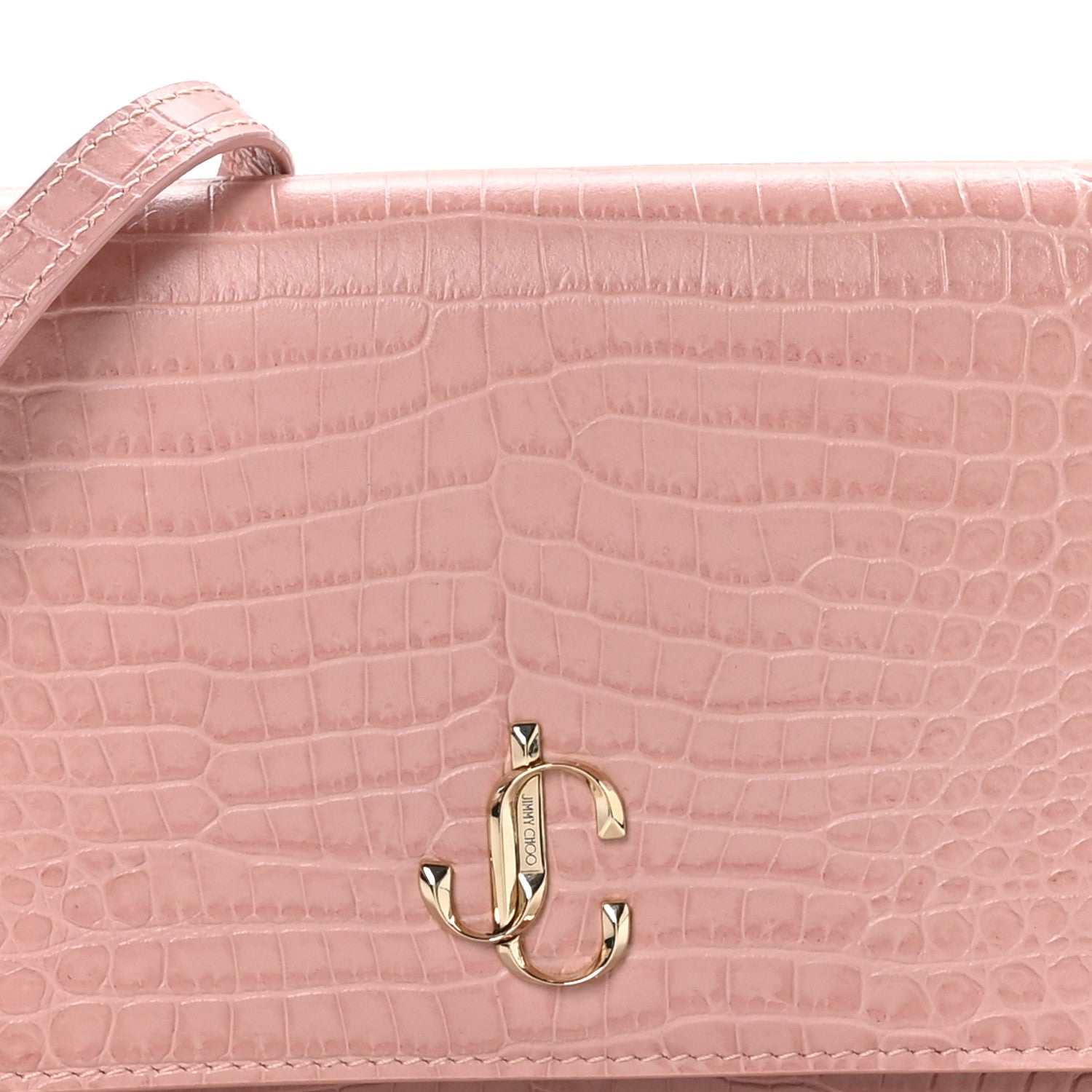 Jimmy Choo Calfskin Crocodile Embossed Palace Crossbody Blush 7 of 10