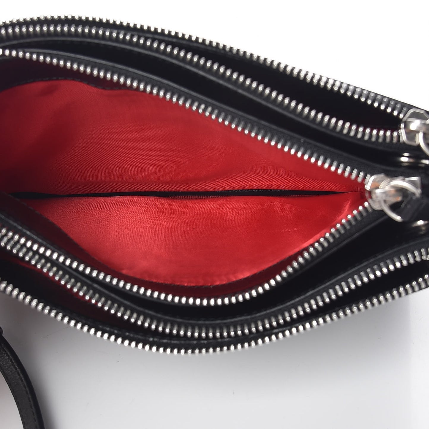 Shiny Textured Calfskin Small Trio Crossbody Bag Black