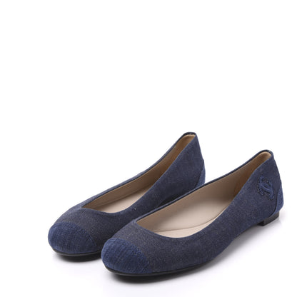 Chanel Denim CC Cap Toe Ballerina Flats 39.5 Blue 2 of 8