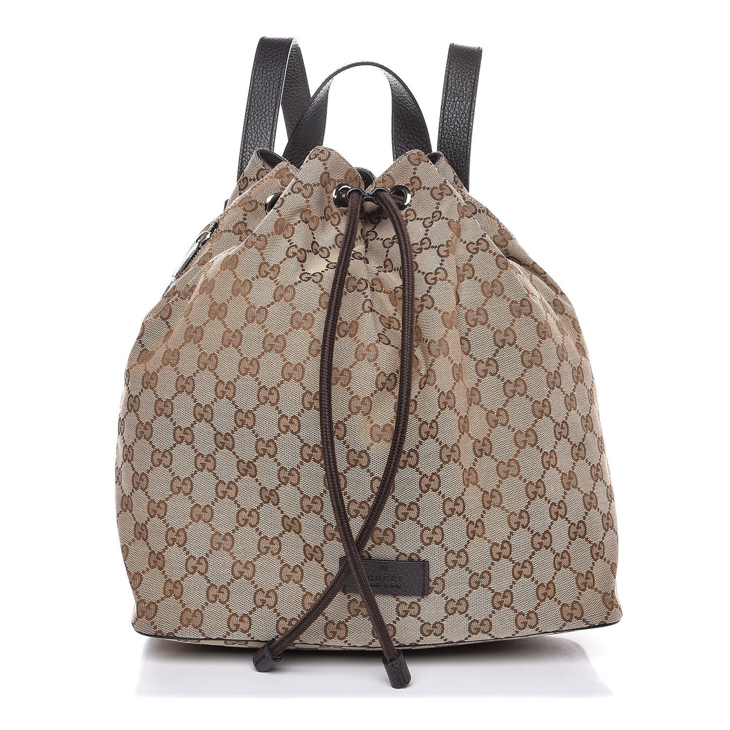 Monogram Dollar Calfskin O Drawstring Backpack Beige Ebony Testa di Moro Dark Chocolate