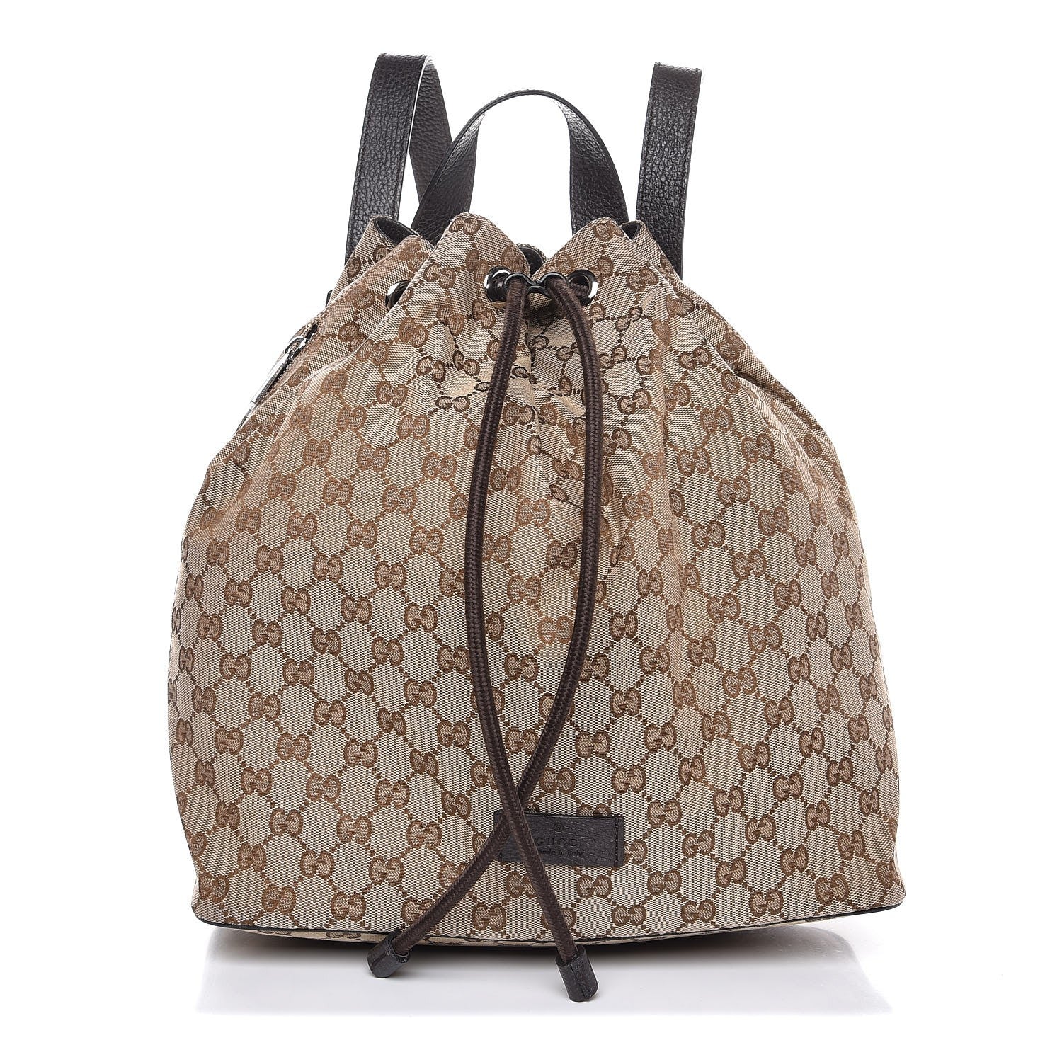 Gucci Monogram Dollar Calfskin O Drawstring Backpack Beige Ebony Testa di Moro Dark Chocolate 1 of 7